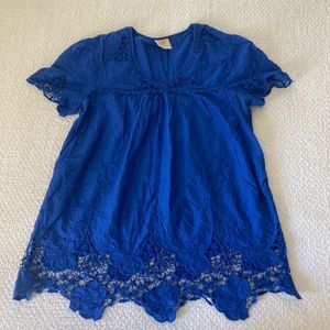 Anthropologie “Vanessa Virginia” baby doll top with floral eyelet detail